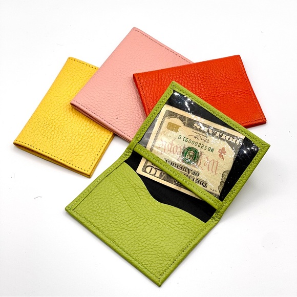NWOT SLIM-FOLD LEATHER WALLET IN FUN POP COLORS, PERFECT FOR CASH/CARDS, MEXICAN - Picture 4 of 9